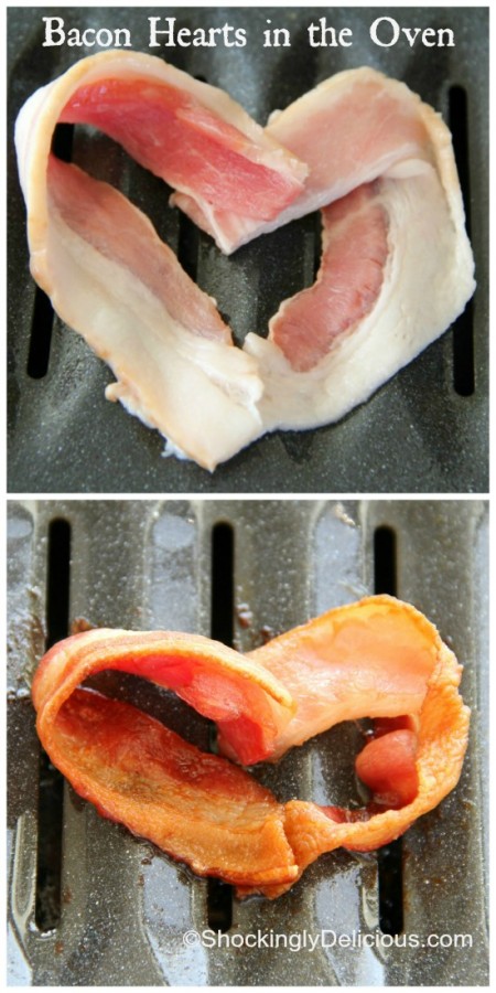 Bacon Hearts in the Oven | www.ShockinglyDelicious.com