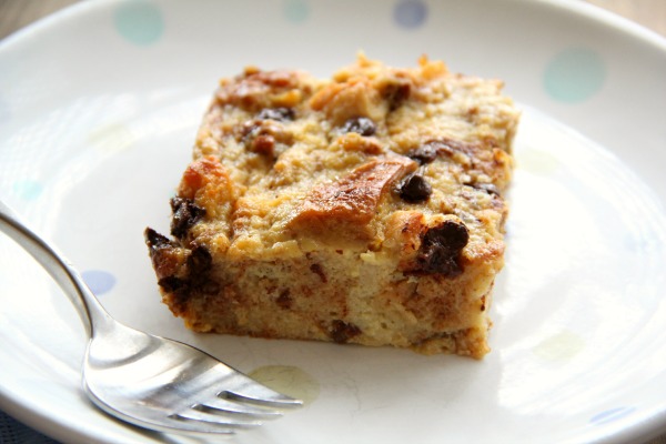 Breakfast Banana Chocolate Chip Bread Pudding with Leftover Panettone | www.ShockinglyDelicious.com