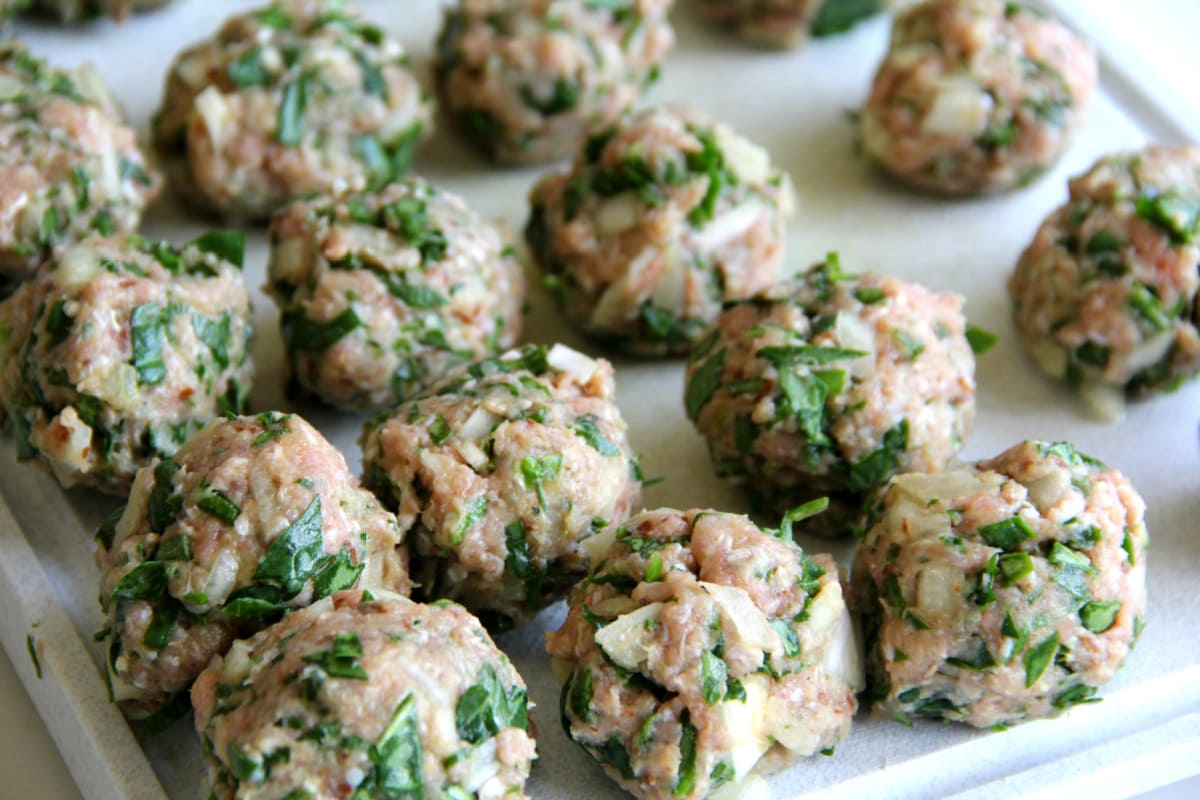 Shape the turkey meatballs with your hands