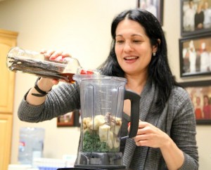 Tess Masters making Tastes-Like-Ice-Cream Kale / www.ShockinglyDelicious.com