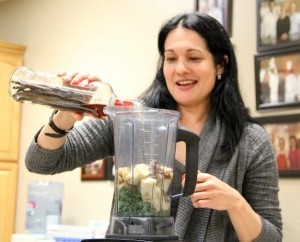 Tess Masters making Tastes-Like-Ice-Cream Kale / www.ShockinglyDelicious.com