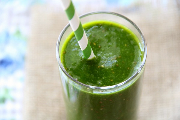 Tropical Green Smoothie: Hints of Hawaii (pineapple juice, mango, banana, coconut water) sweeten this healthy green smoothie that goes down easy for breakfast. 
