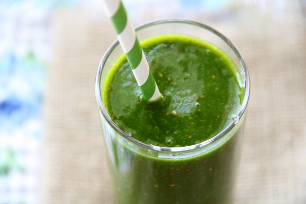 Tropical Green Smoothie: Hints of Hawaii (pineapple juice, mango, banana, coconut water) sweeten this healthy green smoothie that goes down easy for breakfast.