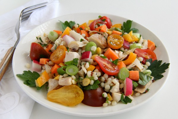 Chicken and Israeli Couscous Vegetable Salad | www.ShockinglyDelicious.com