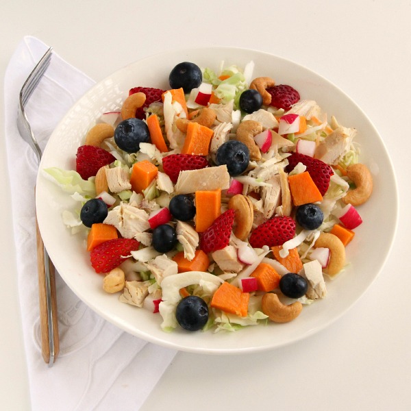 Chicken Salad with Fruit, Nuts and Sweet Potato | www.ShockinglyDelicious.com