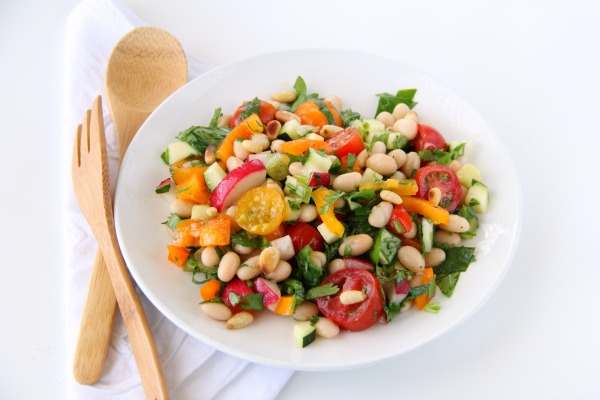 White Bean Cilantro Chopped Vegetable Salad | ShockinglyDelicious.com