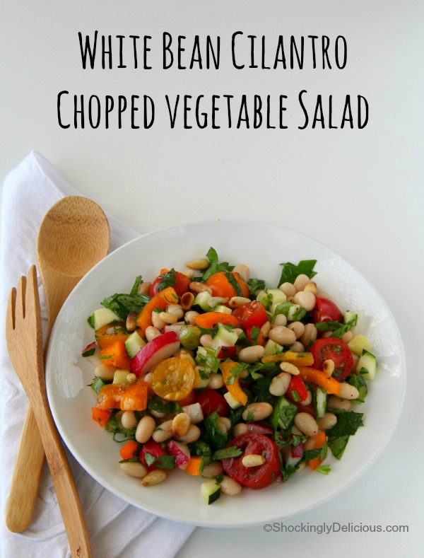 White Bean Cilantro Chopped Vegetable Salad | ShockinglyDelicious.com