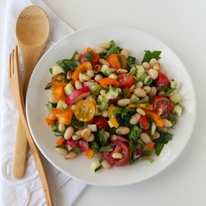 White Bean Cilantro Chopped Vegetable Salad | ShockinglyDelicious.com