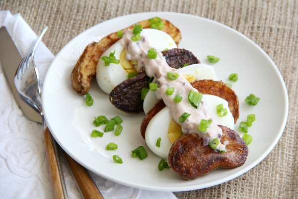 Deconstructed Potato Salad with Smoky Fingerlings | www.ShockinglyDelicious.com