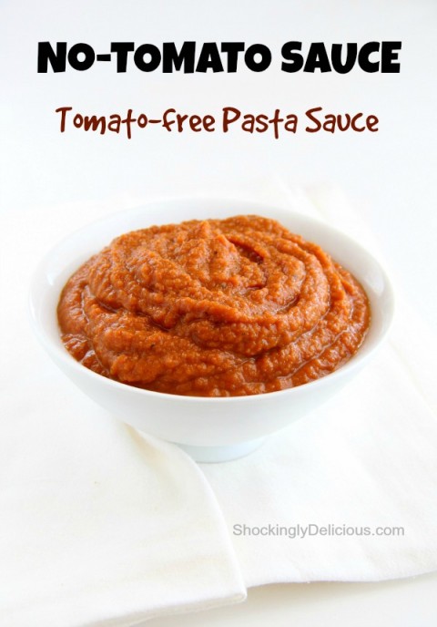 No-Tomato Sauce in a white bowl on ShockinglyDelicious.com
