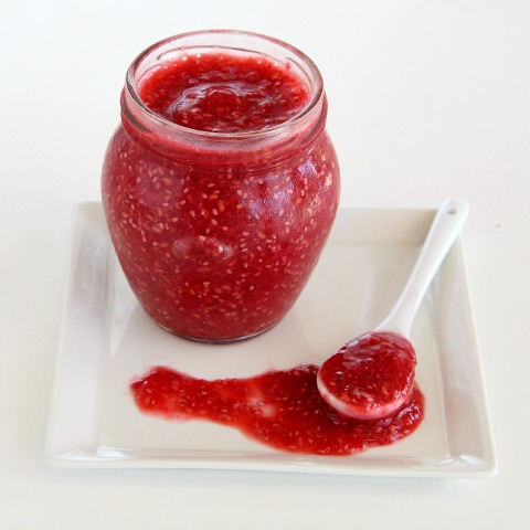 Raw Raspberry-Vanilla Chia Jam | ShockinglyDelicious.com