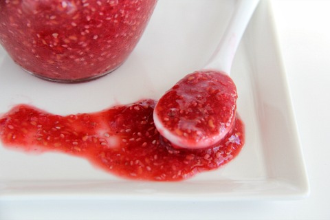 Raw Raspberry-Vanilla Chia Jam | ShockinglyDelicious.com