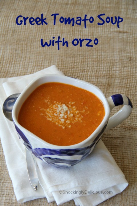 Greek Tomato Soup with Orzo | ShockinglyDelicious.com