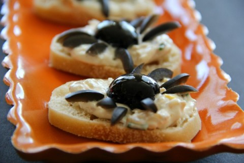 Smoked Trout Pate Spider Bites | Halloween party appetizer recipe | ShockinglyDelicious.com