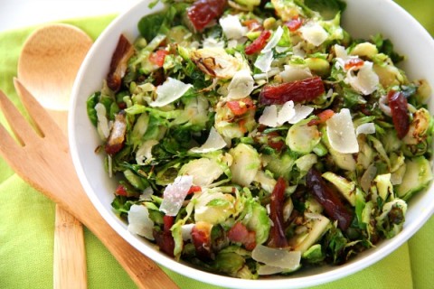 Brussels Sprouts with Bacon, Parmesan and Dates | Thanksgiving Brussels Sprouts Side Dish Recipe | ShockinglyDelicious.com