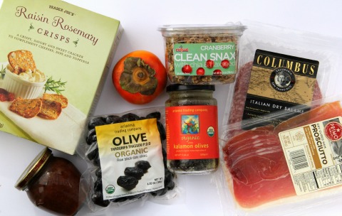 Pantry items for cheese and meat plate on ShockinglyDelicious.com