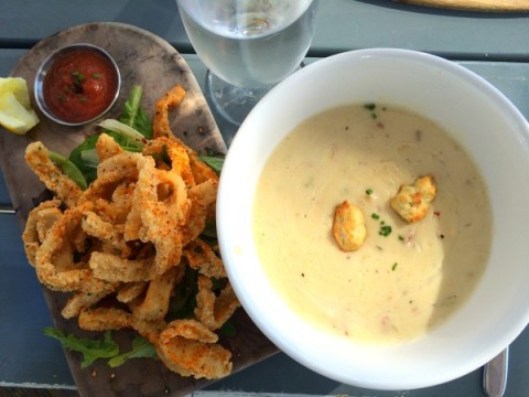 Calamari Fries and Clam Chowder from Malibu Pier Restaurant on ShockinglyDelicious.com