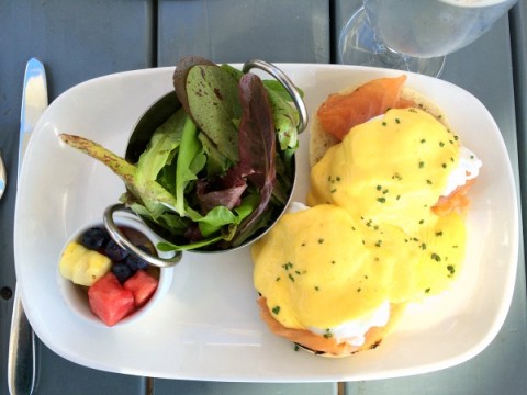 Smoked Salmon Benedict at Malibu Pier Restaurant on ShockinglyDelicious.com