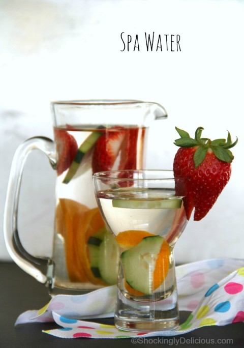 Spa Water for a baby shower | Fruit and Cucumber-Infused Water | ShockinglyDelicious.com