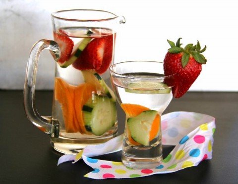 Spa Water for a baby shower | Fruit and Cucumber-Infused Water | ShockinglyDelicious.com