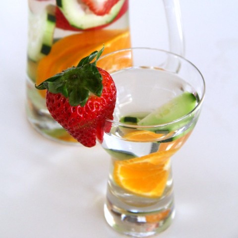 Spa Water for a baby shower | Fruit and Cucumber-Infused Water | ShockinglyDelicious.com