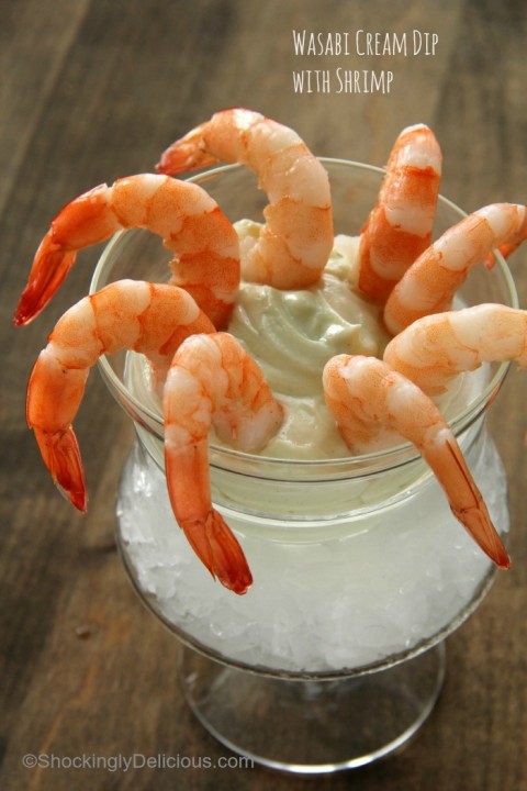 Wasabi Cream Dip with Shrimp | Wasabi Yogurt Dip Recipe | ShockinglyDelicious.com