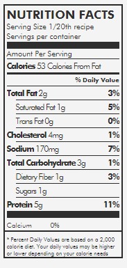 Frittata Bites nutrition box