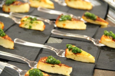 Pan Fried Cotija with Cilantro Chutney