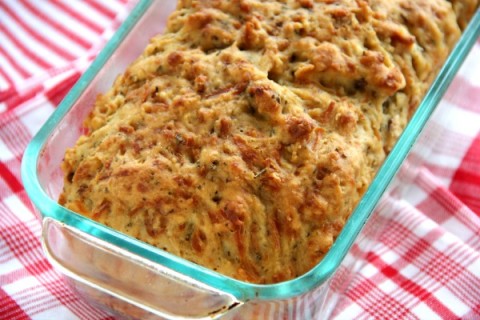 Rosemary Red Onion Beer Bread | Beer Bread recipe flavored with Parmesan and Rosemary | ShockinglyDelicious.com