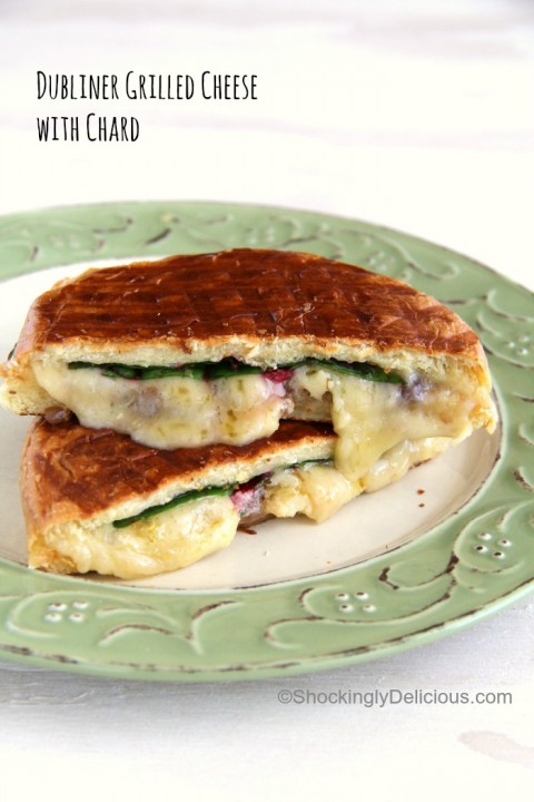 Dubliner Grilled Cheese with Chard for #GrilledCheese month on ShockinglyDelicious.com