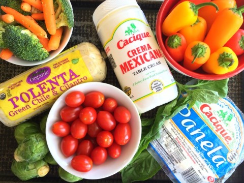 Ingredients for Panela Polenta Vegetable Bowl on ShockinglyDelicious.com