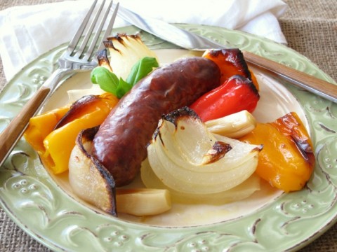 Sausage, Onion and Pepper Supper | 1-Pan Easy Sausage Supper | ShockinglyDelicious.com