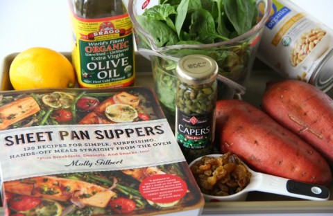 Ingredients for Baked Sweet Potatoes with Cannellinis and Baby Spinach on ShockinglyDelicious.com