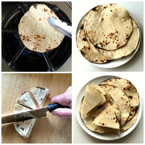 Preparing the tortillas for Beef Migas on ShockinglyDelicious.com