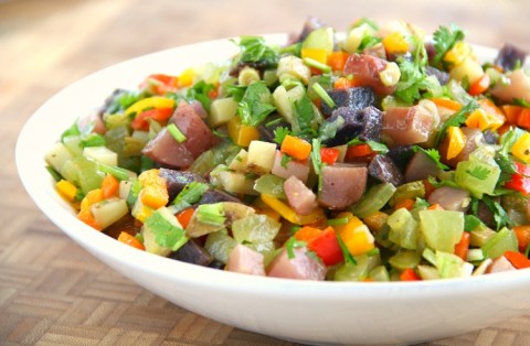 Potato Salad with grapes on ShockinglyDelicious.com