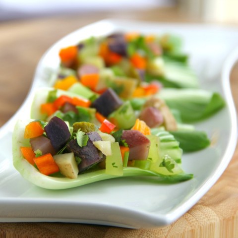 Two-Bite Potato Salad Cups | Potato Salad appetizer recipe |ShockinglyDelicious.com