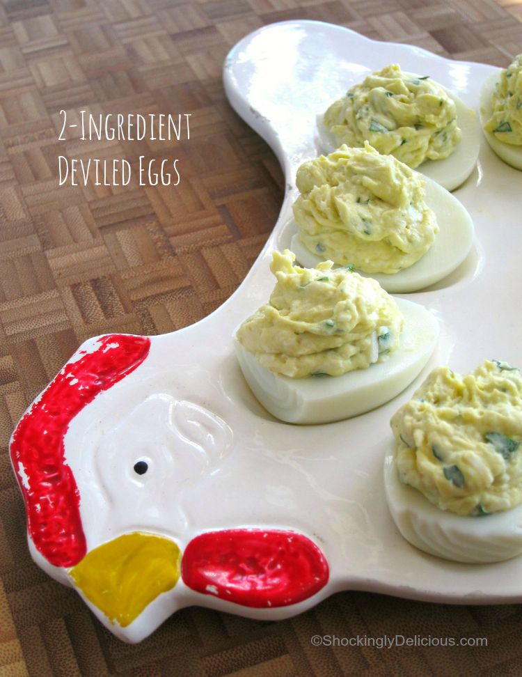 2-Ingredient Deviled Eggs | Best easy deviled egg recipe using dip| ShockinglyDelicious.com