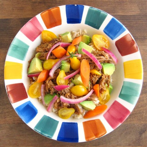 Pulled Pork Bowl with Pickled Vegetables | Easy Weeknight Dinner Pulled Pork Bowl | ShockinglyDelicious.com