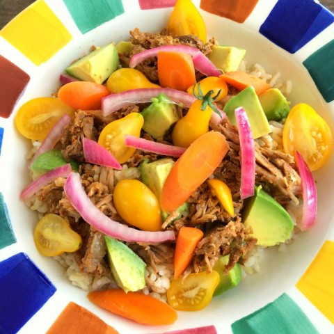 Pulled Pork Bowl with Pickled Vegetables | Easy Weeknight Dinner Pulled Pork Bowl | ShockinglyDelicious.com