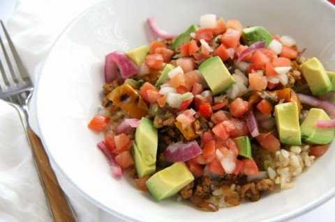 Light and lean Triple Hatch Chile Turkey Dinner Bowl Recipe using organic ground turkey | ShockinglyDelicious.com