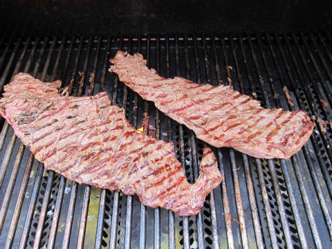 Flap Steak on the grill on ShockinglyDelicious.com