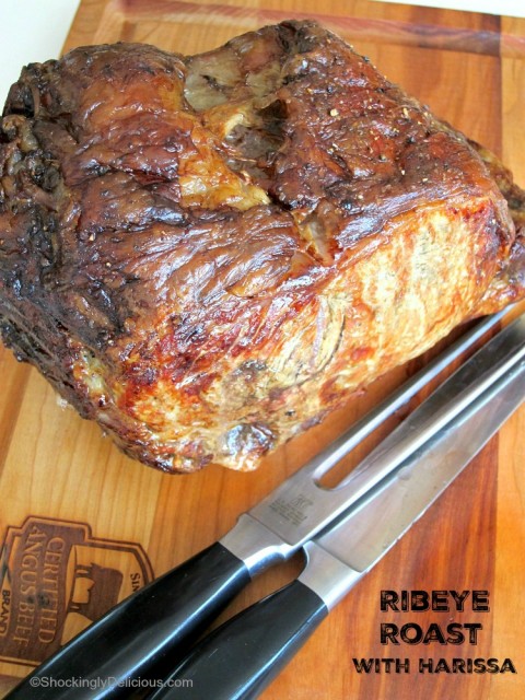 Prime Ribeye Roast with Harissa makes a magnificent holiday dinner. It's easier than you think to roast an impressive cut of beef, especially if you follow these simple directions. | ShockinglyDelicious.com