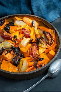 Roasted Carrot and Sweet Potato Tzimmes