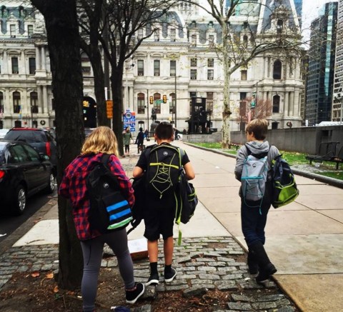 3 cousins handing out homeless care backpacks in Philadelphia