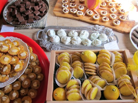 Trays of cookies and sweets at Food Bloggers L.A. Cookie Exchange Dec. 2015 on ShockinglyDelicious.com 2
