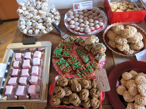 Trays of cookies and sweets at Food Bloggers L.A. Cookie Exchange Dec. 2015 on ShockinglyDelicious.com 3