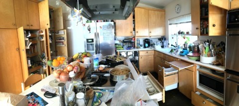 What does a food blogger's kitchen look like? Take a look at the kitchen of Dorothy Reinhold of Shockingly Delicious, in the midst of recipe creation. Yeah, that's the excuse.