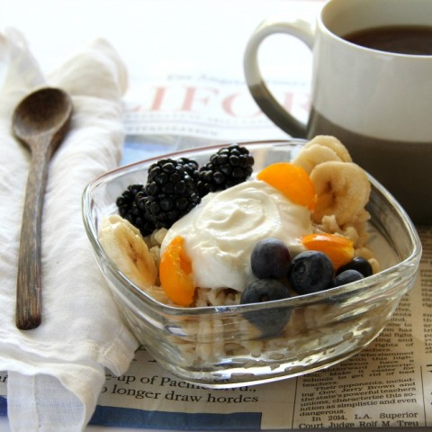 Barley Banana Berry Breakfast Bowl recipe on ShockinglyDelicious.com