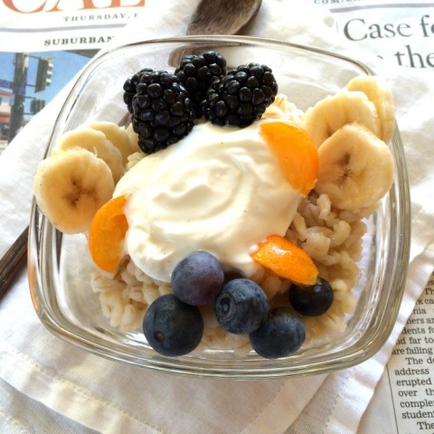 Yummy Barley Banana Berry Breakfast Bowl on ShockinglyDelicious.com