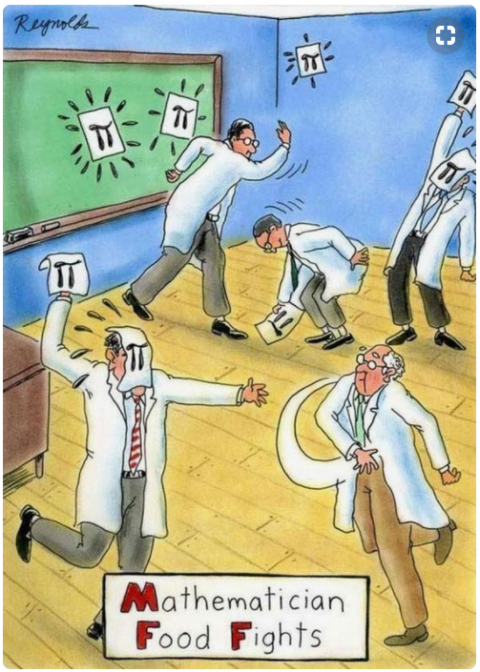 Mathematician food fights cartoon by Reynolds